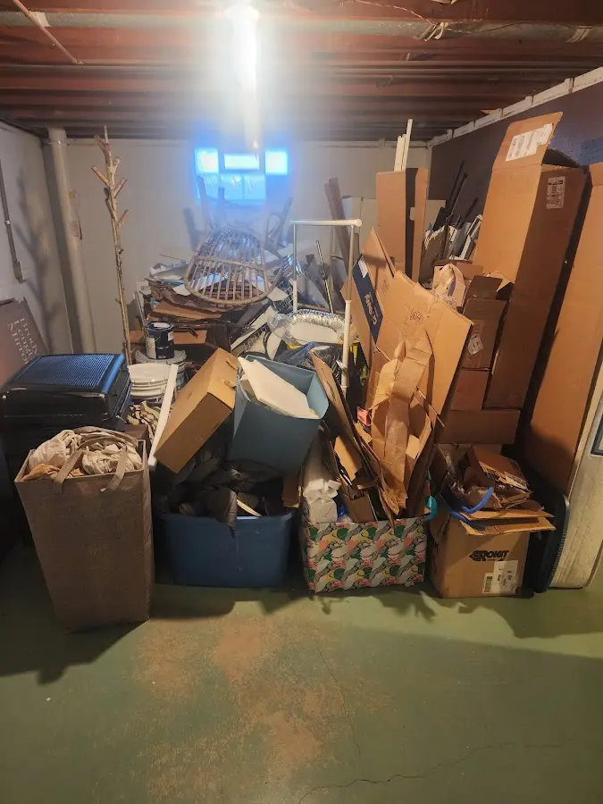 Roll-off dumpster container at job site for 6 Yard Dumpster Rental in Sans Souci